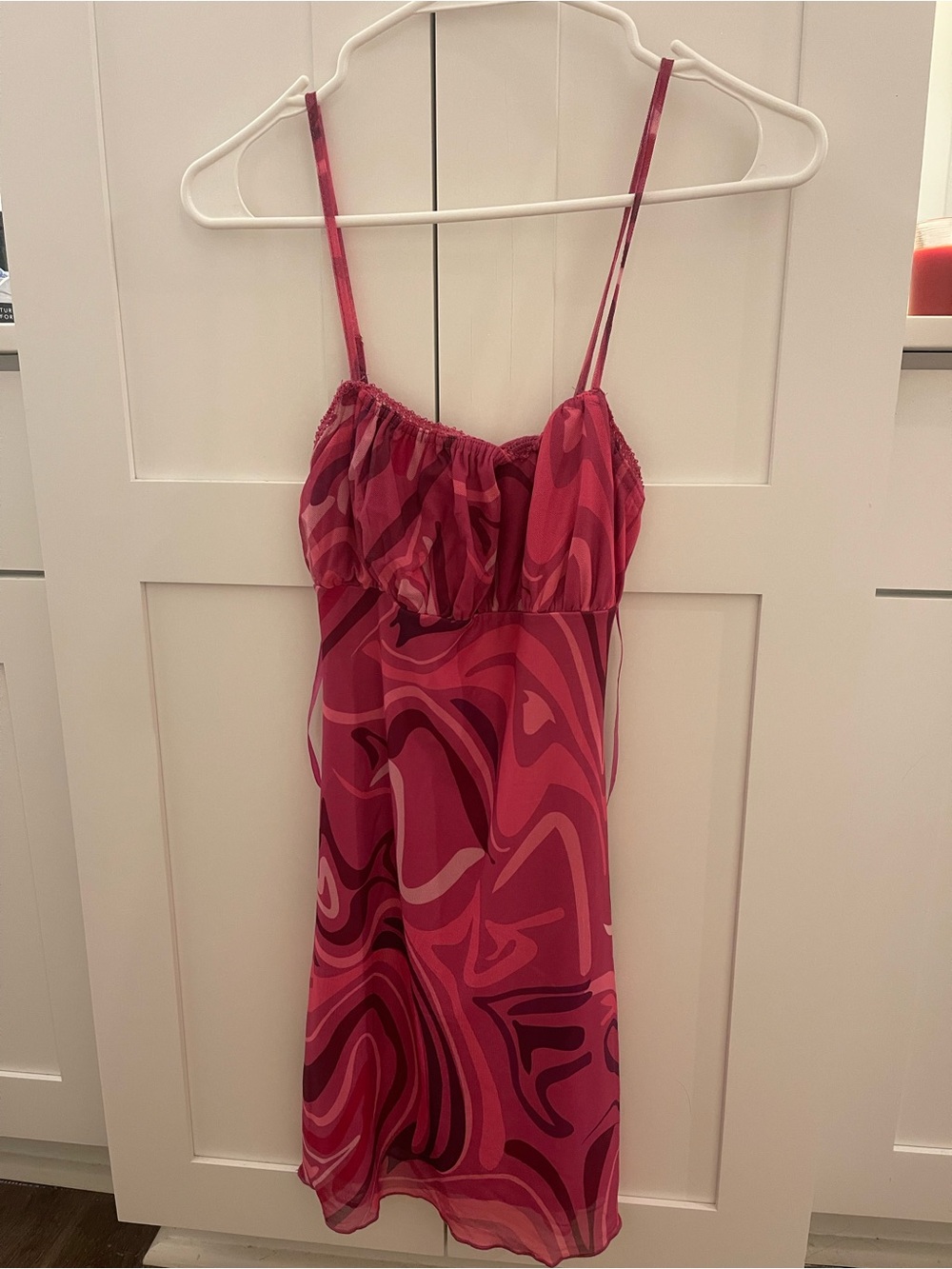 Princess Polly Pink Swirl Spaghetti-Strap Dress